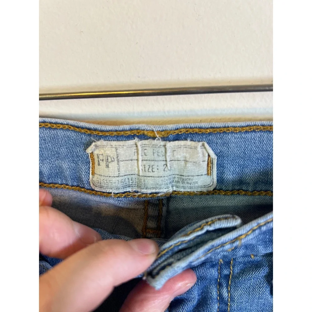 Free People Womens‎ Skinny Jeans Distressed Knee Blue 26